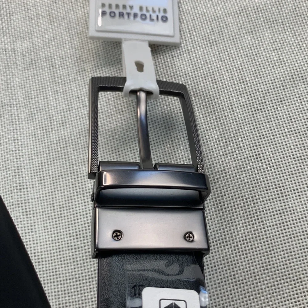 Perry Ellis Gunmetal Squares Ii Belt Size 32